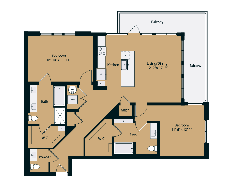 Floor plan layout diagram for 2C